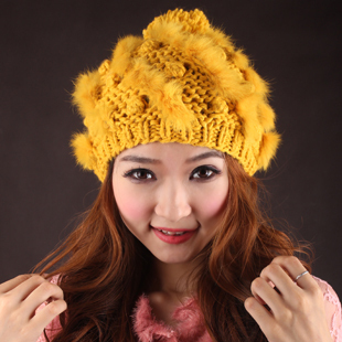 Autumn and winter personality beret knitted hat fashion hat women's winter hat rabbit fur fashion spiral