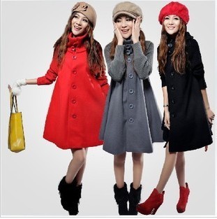 autumn and winter plus size trench long design women's overcoat woolen outerwear free shipping