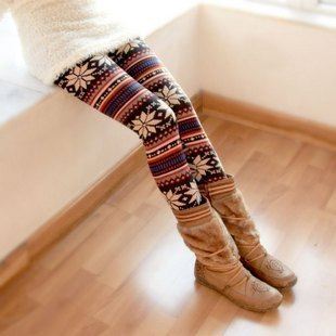 Autumn and winter plus velvet thickening knitted doodle multicolour stripe legging warm pants women's