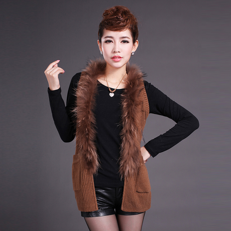 Autumn and winter plush sleeveless sweater medium-long fashion women's outerwear vest 8009057