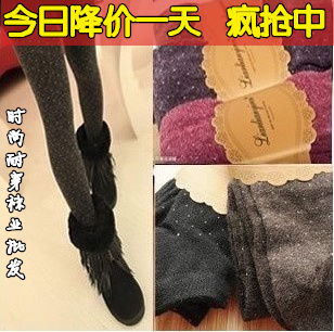 Autumn and winter polka dot step on the foot stockings legging thickening socks female