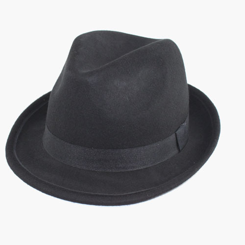 Autumn and winter pure woolen male women's hat black felt hat fedoras