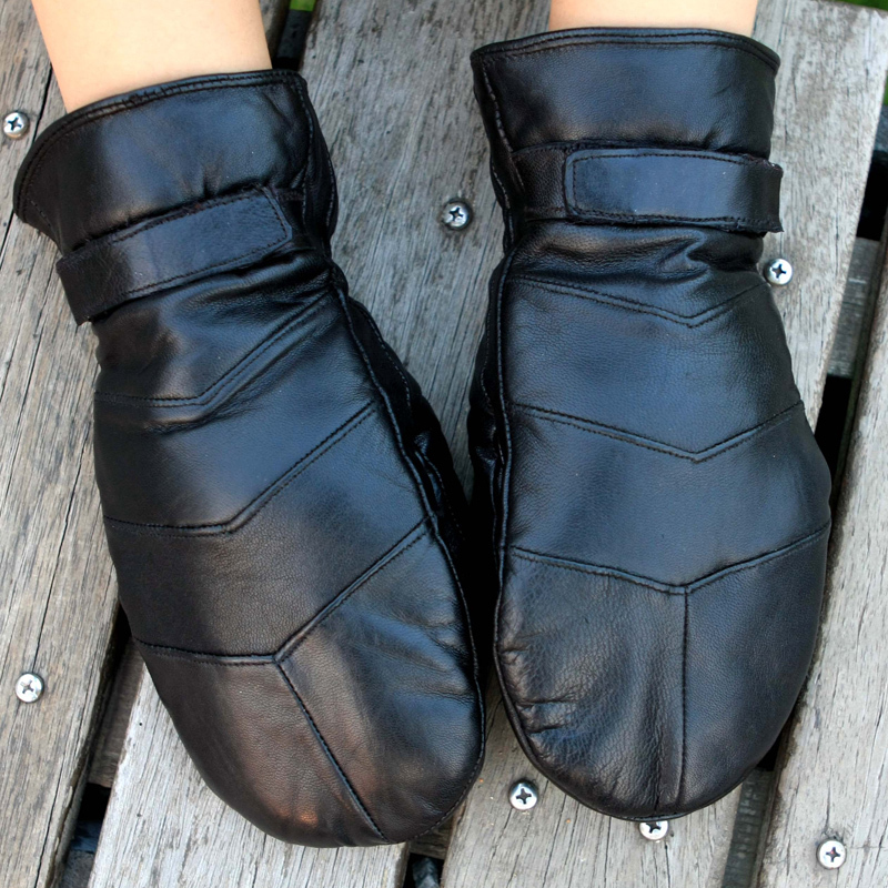 Autumn and winter quality genuine leather unisex yarn leather gloves winter plus velvet thickening thermal bag sheepskin gloves