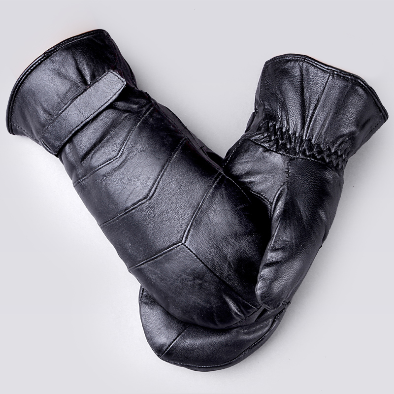 Autumn and winter quality genuine leather unisex yarn leather gloves winter plus velvet thickening thermal bag sheepskin gloves