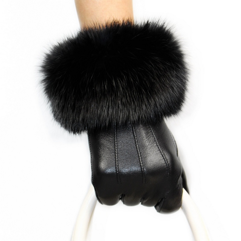 Autumn and winter rex rabbit hair genuine leather small women's suede gloves fashion thickening thermal