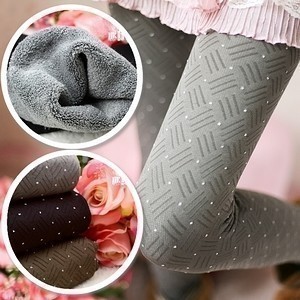 Autumn and winter round dot double layer thickening legging female jacquard plaid thermal pants stockings women's trousers