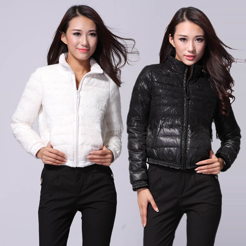 Autumn and winter short design slim lace down coat outerwear winter women's