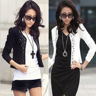 Autumn and winter short jacket winter slim long-sleeve short jacket rhinestones small suit jacket female Drop Shipping