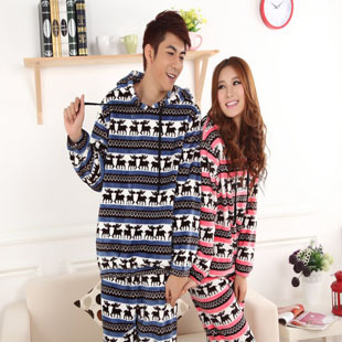 Autumn and winter sleepwear lovers coral fleece sleepwear cartoon thickening coral fleece long-sleeve sleepwear lounge