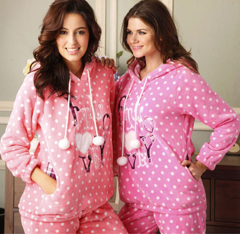 autumn and winter sleepwear women's coral fleece set lounge z10728 hooded
