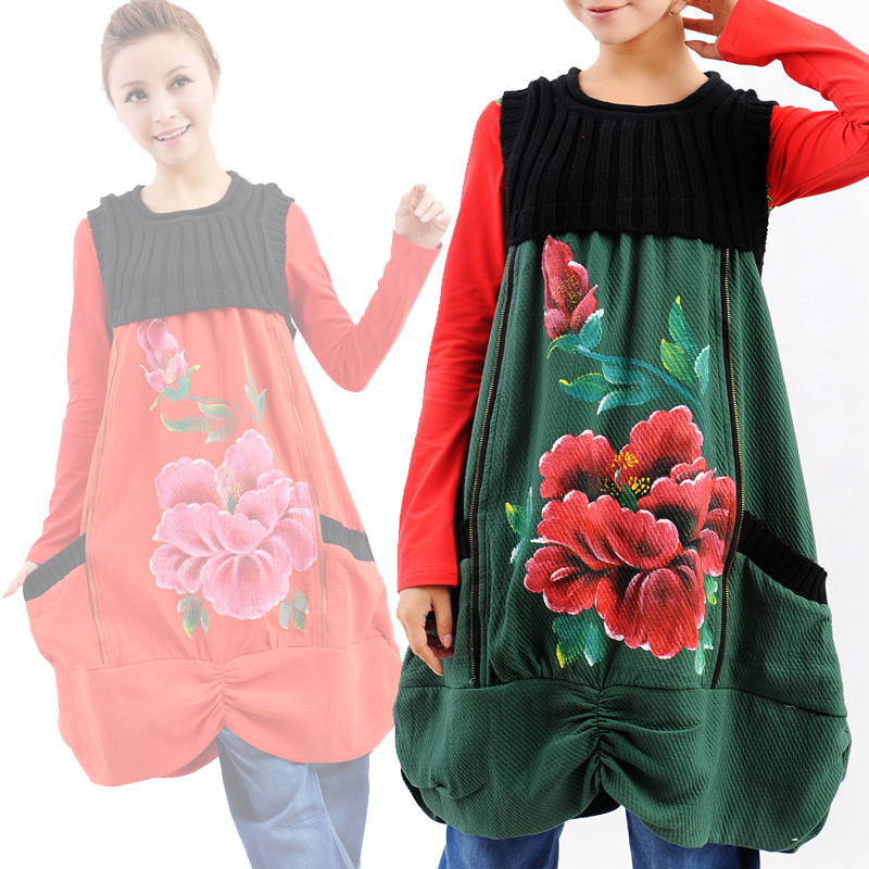 Autumn and winter sleeveless original design sweater vest one-piece dress female women's pullover