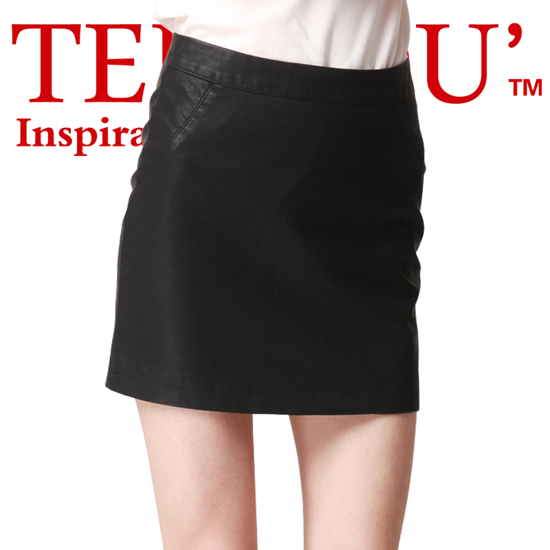Autumn and winter slim ol half-length slim hip short design female leather skirt t701