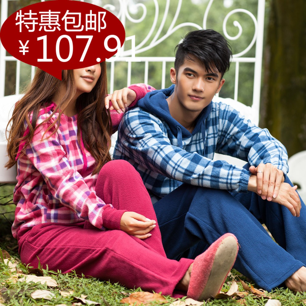 Autumn and winter song riel lovers sleepwear male women's polar fleece fabric long-sleeve lounge