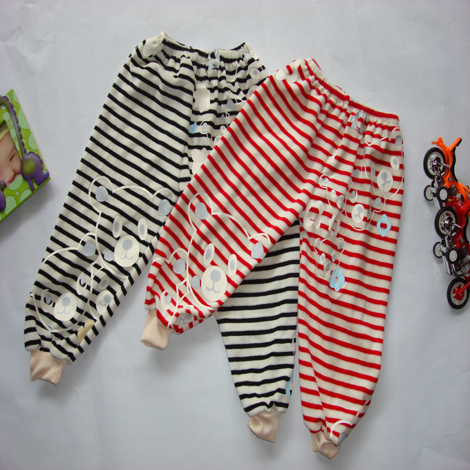 Autumn and winter stripe comfortable thermal goatswool lounge pants baby child pants panties print edition