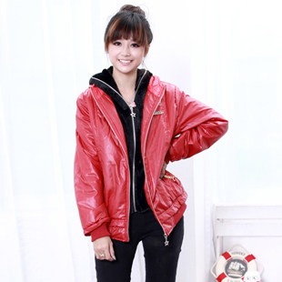 Autumn and winter thermal casual fashion double cap wadded jacket fashionable casual all-match with a hood waterproof wadded