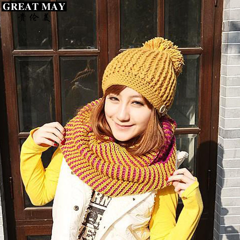 Autumn and winter thermal knitted hat button decoration women's vlsivery large sphere cap