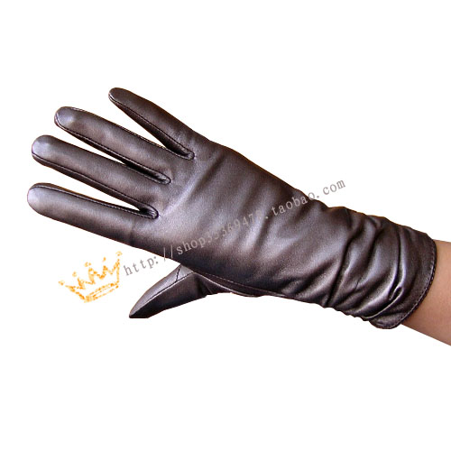 Autumn and winter thermal sheepskin genuine leather gloves women's gold brown fashion repair