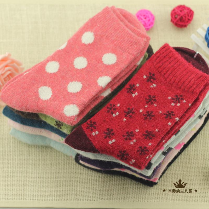Autumn and winter thermal thickening socks cartoon MICKEY wool socks dot women's sock