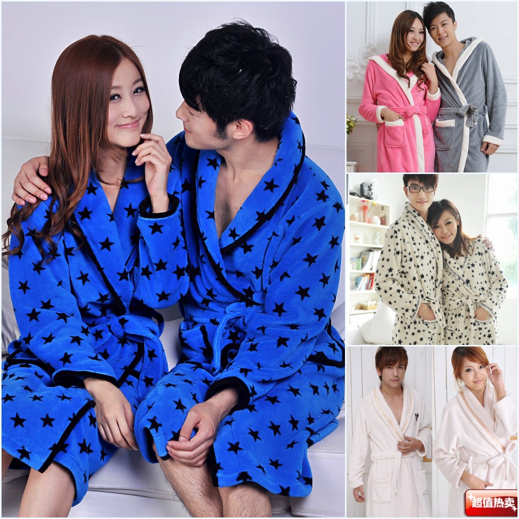 Autumn and winter thickening coral fleece sleepwear MICKEY thermal lacing lovers bathrobe robe male women's bathoses