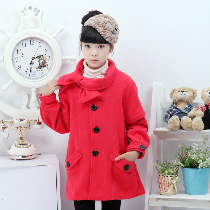 Autumn and winter thickening female child wadded jacket child casual trench little girl outerwear 7 - 8-9-12