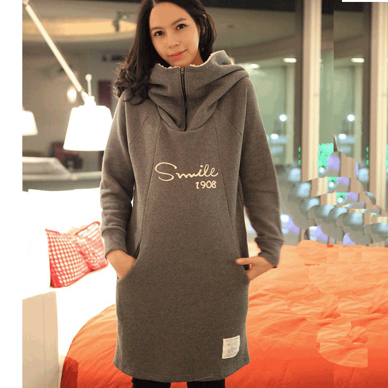 Autumn and winter thickening maternity sweatshirt thick plus velvet outerwear maternity clothing fashion winter maternity wadded