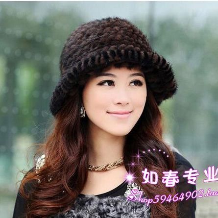 Autumn and winter thickening mink hat fur hat women's mink hair fedoras Women mink sun hat