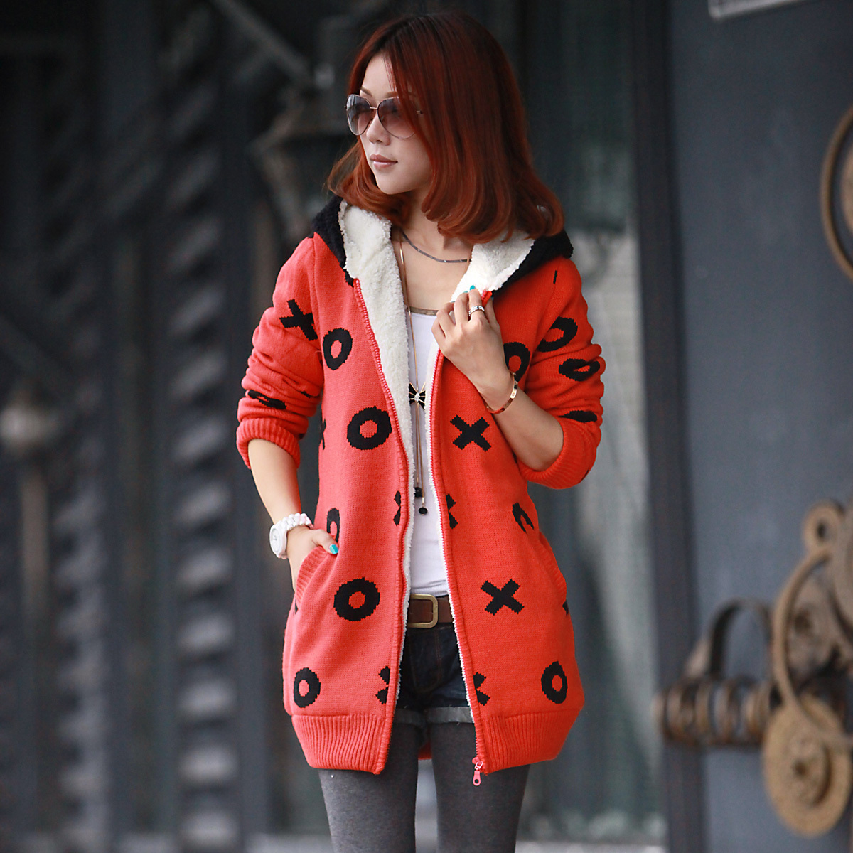 Autumn and winter thickening sweater outerwear female cardigan thickening sweater female long design loose sweater juniors