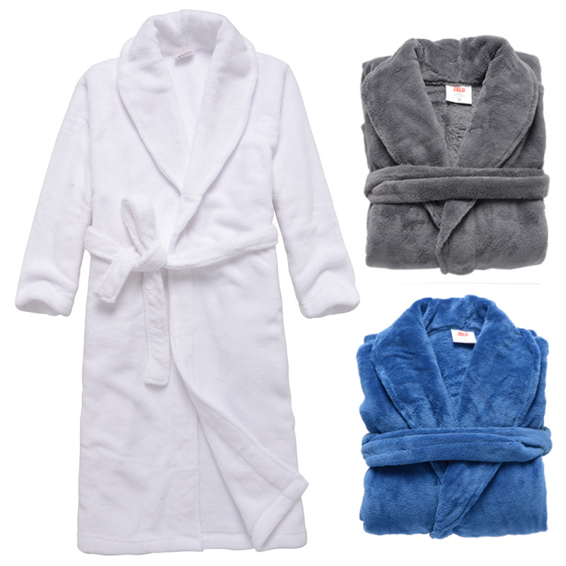 Autumn and winter thickening thermal men's bathrobe quality coral fleece robe male lovers at home service plus size