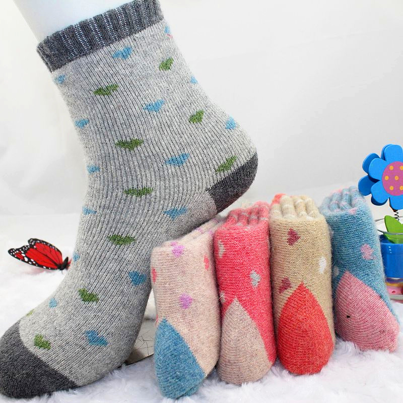 Autumn and winter thickening wool socks love towel socks women's 100% cotton knee-high socks cotton
