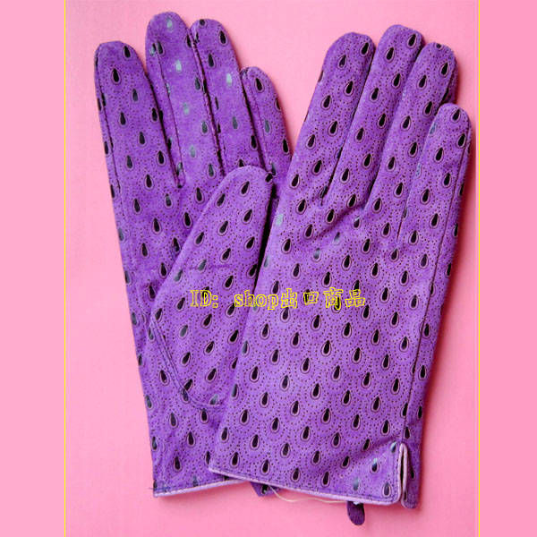 Autumn and winter thin leather gloves peacock wool pattern women's genuine leather sheepskin gloves