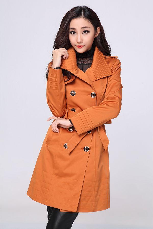 Autumn and winter trench overcoat orange navy blue 2013 elegant outerwear