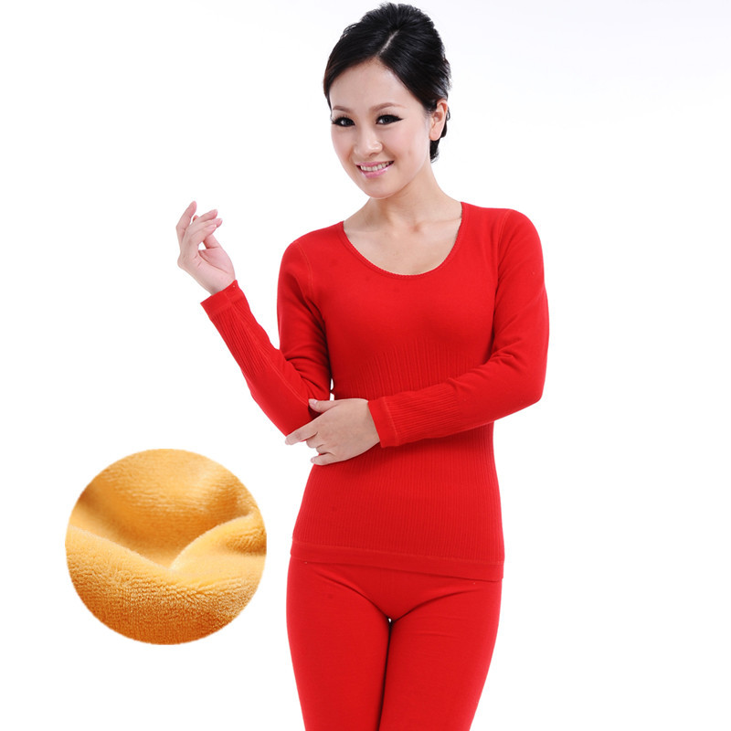 Autumn and winter trend tight body shaping plus velvet thermal underwear female abdomen drawing butt-lifting beauty care set
