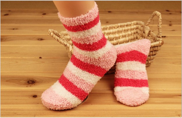Autumn and winter upset warm adult towel socks non-slip floor socks