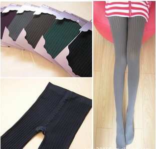 Autumn and winter vertical stripe small twist velvet pantyhose legging stockings
