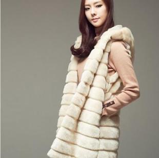 Autumn and winter vest slim medium-long vest with a hood fashion faux wool vest freeshipping