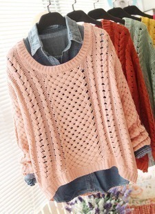 Autumn and winter vintage candy color loose o-neck coarse knitting yarn twisted pullover sweater