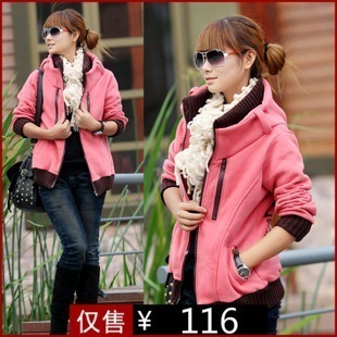 Autumn and winter women cardigan female thickening plus size plus size sweatshirt fleece cardigan loose female sweatshirt