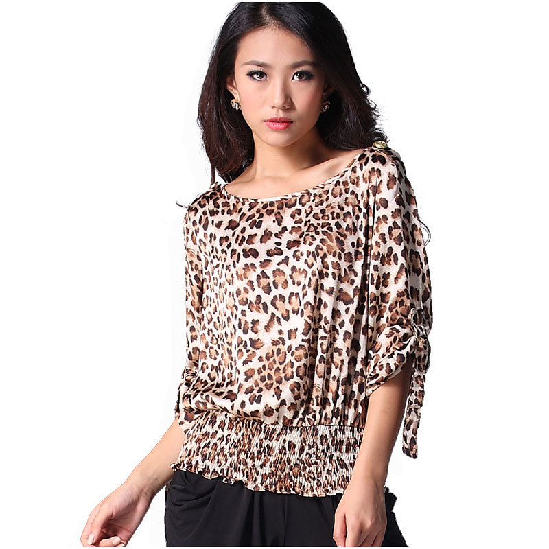 Autumn and winter women fashion leopard print slim lace chiffon shirt long-sleeve top basic shirt free shipping