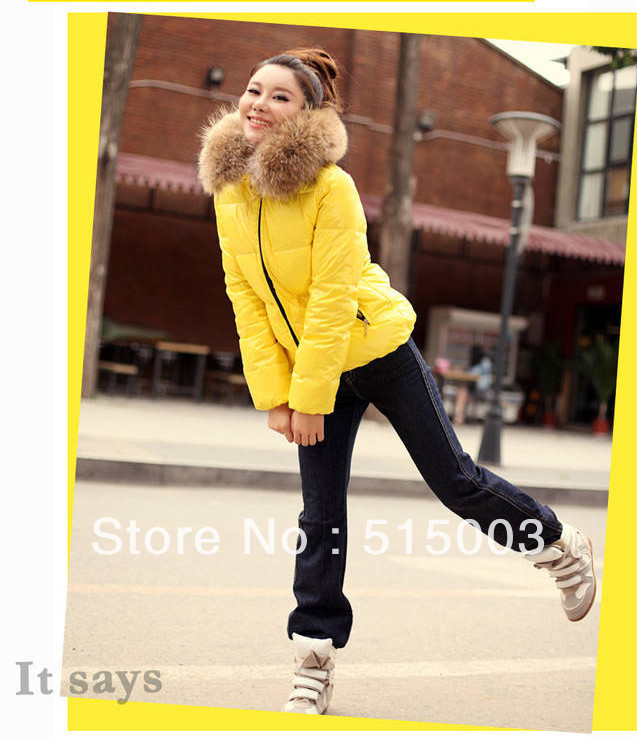 Autumn and winter women fashion slim fur collar with a hood wadded jacket female short design cotton-padded jacket women's