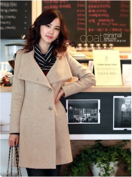 autumn and winter women fashion slim OL outfit faux long design woolen Blends Coat outerwear female overcoat