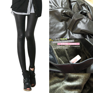 Autumn and winter women faux leather pants thickening thermal type legging beaver velvet legging warm pants ankle length