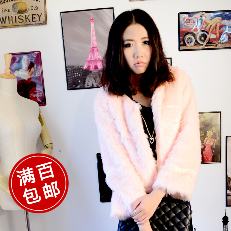 Autumn and winter women faux rabbit fur short jacket vintage cardigan W29S