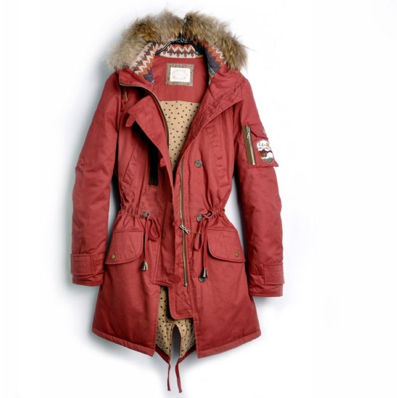 Autumn and winter women fur collar badge clothes wadded jacket thickening cotton-padded jacket plus size medium-long outerwear