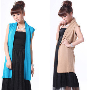 Autumn and winter women medium-long sleeveless outerwear fashion all-match cardigan knitted air conditioning shirt sweater cape