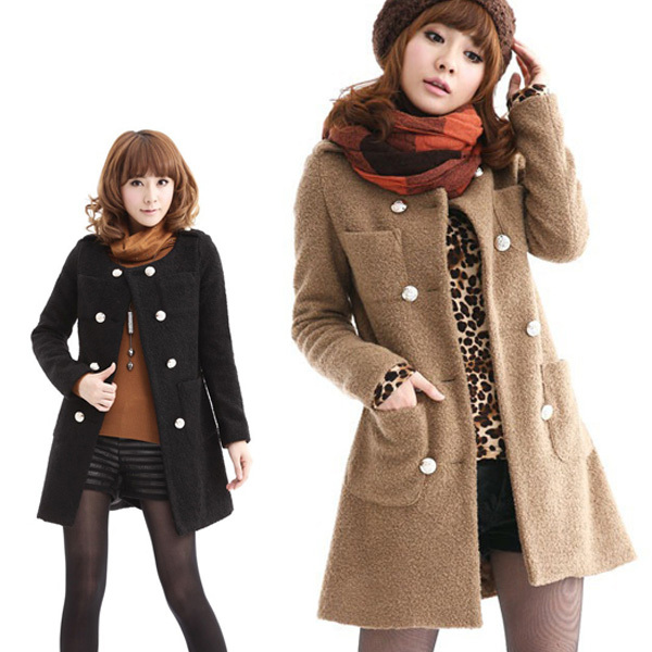 Autumn and winter women outerwear medium-long woolen wool coat double breasted trench
