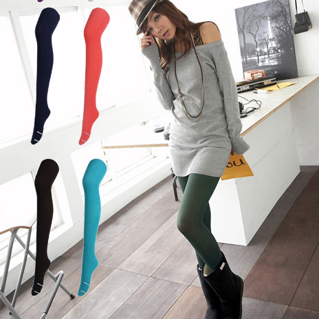 Autumn and winter Women plus size vertical stripes pantyhose step foot socks step on the foot tights
