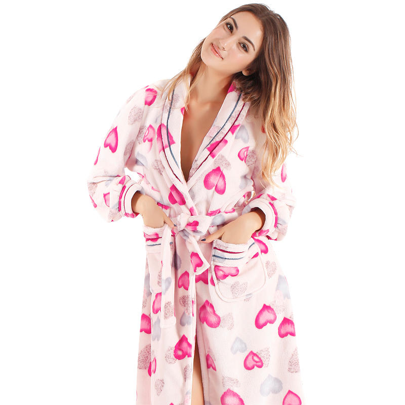 Autumn and winter women's coral fleece sleepwear lounge coral fleece robe thermal sleepwear female 0155