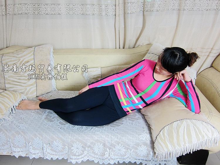 Autumn and winter women's fancy full 100% cotton underwear long johns long johns set