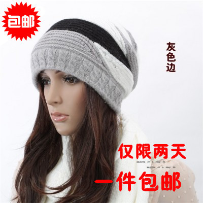 Autumn and winter women's hat knitting wool rabbit fur hat winter knitted hat casual thermal ear protector cap