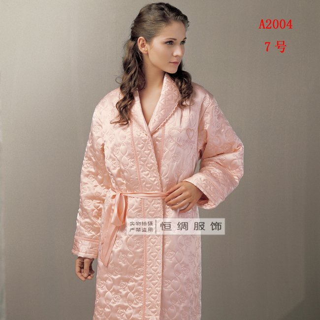 Autumn and winter women's heavy silk sleepwear thickening at home service long-sleeve robe silk theses 2004